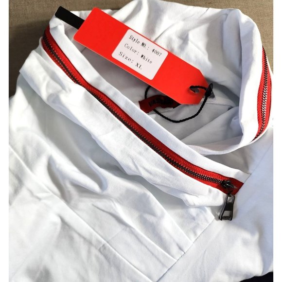 Vassari Los Angeles XL White Red Zipper Collar Button Design Designer Men Short - Picture 8 of 11